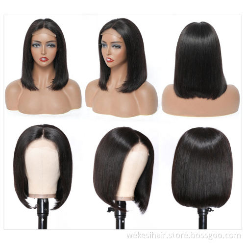 natural 100% human hair straight BOB with bangs Short wig vendors brazilian hair wigs for black women virgin human hair wigs